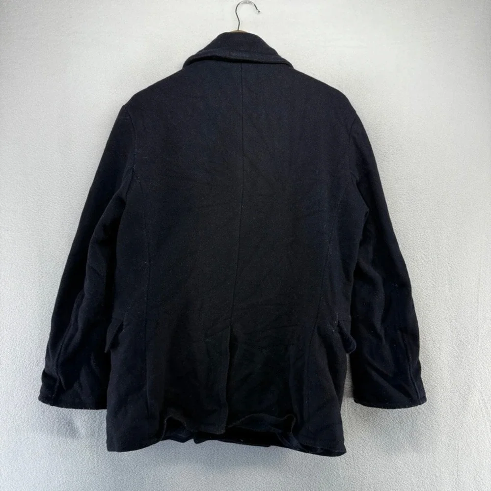 Polo Ralph Lauren Pea Coat Mens Medium Blue Double Breasted Wool Blend Nautical